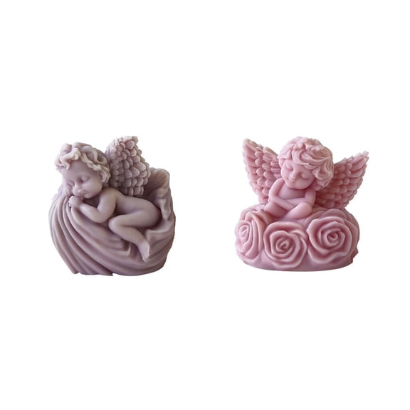 JDH silicone 2PCS Angel Silicone Candle Mold Aromatherapy Candle Silicone Mold DIY Cupid Angel Silicone Mold Rose Blossom Resin Gypsum Decoration Mold