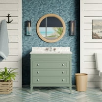 Eleanor 36" Bathroom Vanity with Sage Green Cabinet and Carrara Marble Top