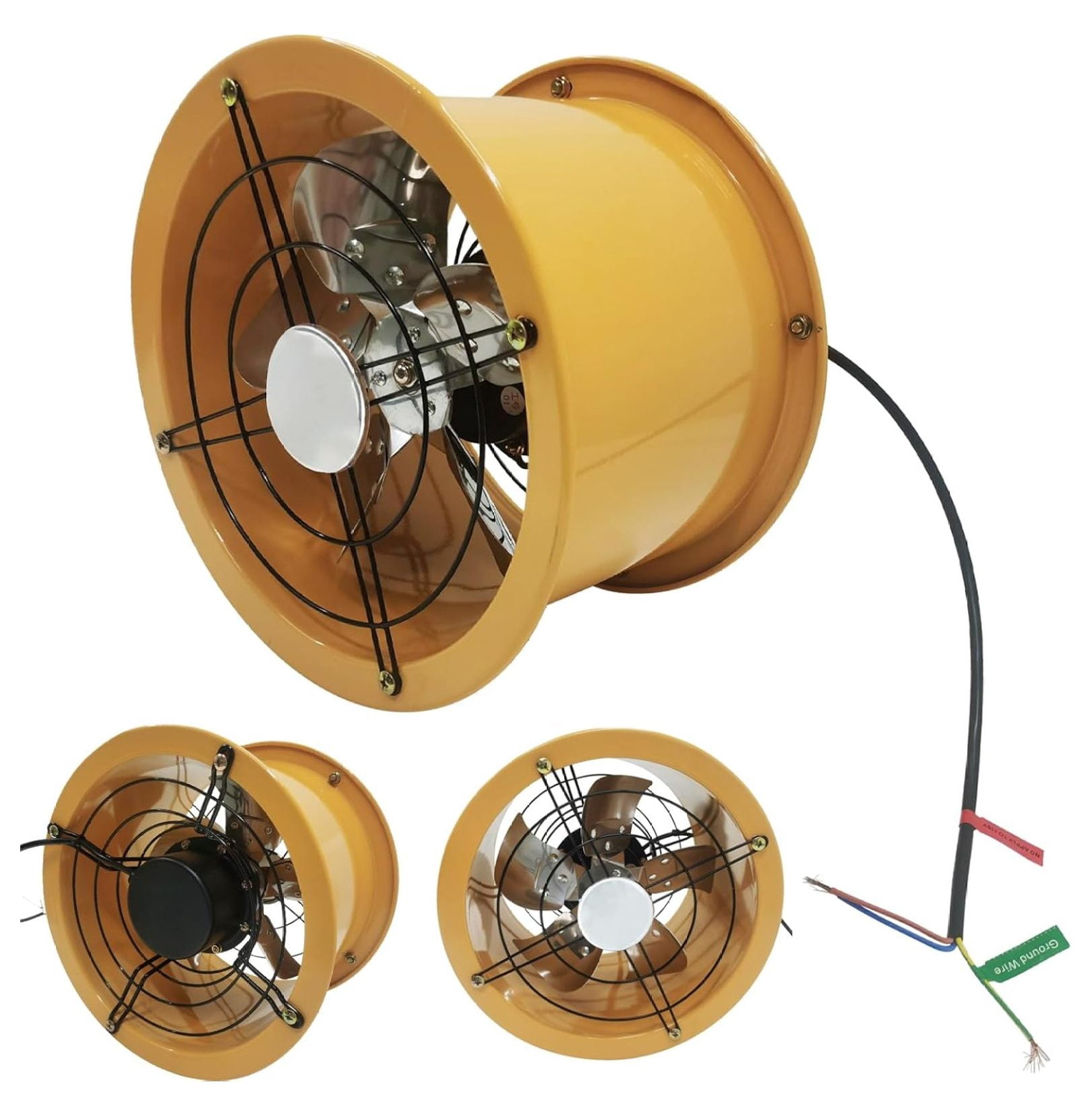 220V 10 inch Axial Fan Explosion-Proof Axial Flow Fan Cylinder Pipe Fan Tube Fan Wall Mounted Ventilator Draft Fan Tube Axial Fan 1400RPM Window Exhaust Fan for Kitchen Warehouse Workshop