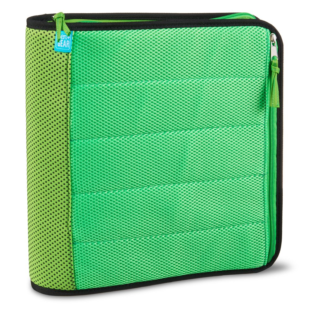 Pen + Gear Quilted Sport Mesh 2" Zipper Binder, Round Ring, Green