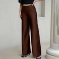 thumbnail image 5 of LEKWK Satin Wide Leg Pants for Women High Waisted Casual Palazzo Pants Loose Fit Comfy Straight Leg Trousers with Pockets Fall Fashion Business Work Outfits, 5 of 6