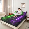 thumbnail image 4 of Castle Fairy Green Purple Lightsaber 4 Pieces Queen Sheet Sets for Boys Girls,Universe Galaxy Ultra Soft Flat Sheet,Video Game Gamepads Queen Fitted Sheet,Super Cozy Room Decor, 4 of 7