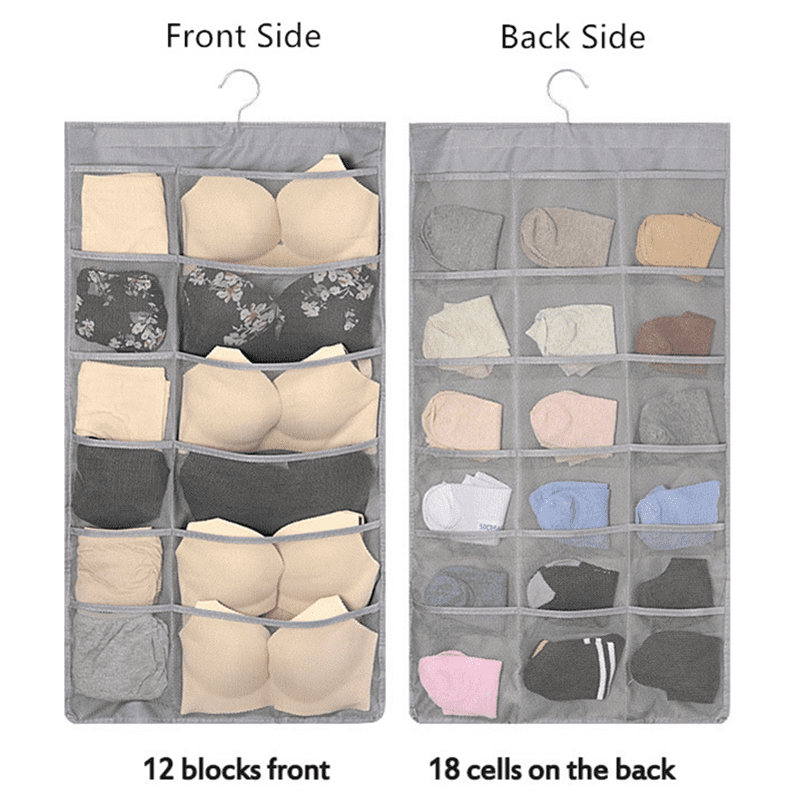 30 Pockets Mesh Hanging Storage Bag Underwear Organizer Bra Sock Wardrobe Hanger 