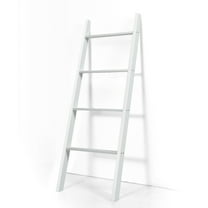 Gymax Wall Leaning Blanket Ladder Wood Decorative Quilt Blankets Holder Rack White