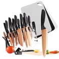 thumbnail image 1 of Hecef 25 Pieces Kitchen Knife Set with Block, Titanium Plated Stainless Steel Extra Sharp Knives, 1 of 13