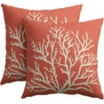 thumbnail image 2 of Sea Coral Tree Pillow Covers 16x16 Inch Set of 2 Summer Beach Pink Coral Throw Pillowcase Cotton Linen Square Decorative Nautical Coastal Themed Cushion Cover for Sofa Bedroom Indoor Outdoor Party, 2 of 6