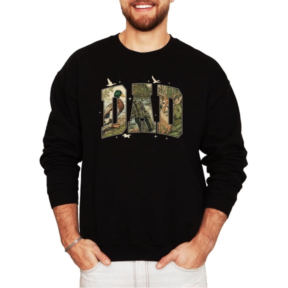 Dad Retro Camo Sweatshirt Vintage Duck or Deer Hunting Season Pullover Sweater Black Sweatshirt Adult Small