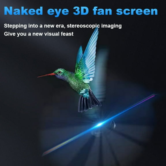 3D 1080P LED Holographic Fan Hologram Fan Projector Light High Brightness RGB Sign Bar with Remote, Adjustable Brightness & Angle