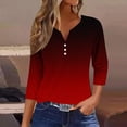 thumbnail image 2 of Jewelreauty Tunic Tops for Women Elbow Length Notch Neck Casual Button Blouses Summer Casual Tees, 2 of 5