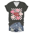 thumbnail image 5 of Womens Valentine T Shirts V-Neck Love Heart Printed Tee Short Sleeve Spring Summer Tops, 5 of 5