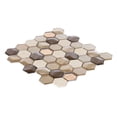 thumbnail image 3 of Sample - Modket Hexagon Crema Marfil Stone Metallic Beige 3D Insert Glass Mosaic Tile Backsplash, 3 of 6