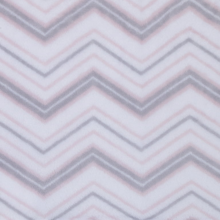 Little Love By Nojo Super Soft Pink And Gray Chevron Plush Baby Blanket