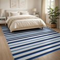 thumbnail image 3 of ODIKA 8'x10' Welcome Striped Door Nautical Beachy Symmetrical Wide Bands Front Washable Area Rug None Non-Shedding, Easy Care, for King Size Bedroom Under Bed, Master Suite, 3 of 7