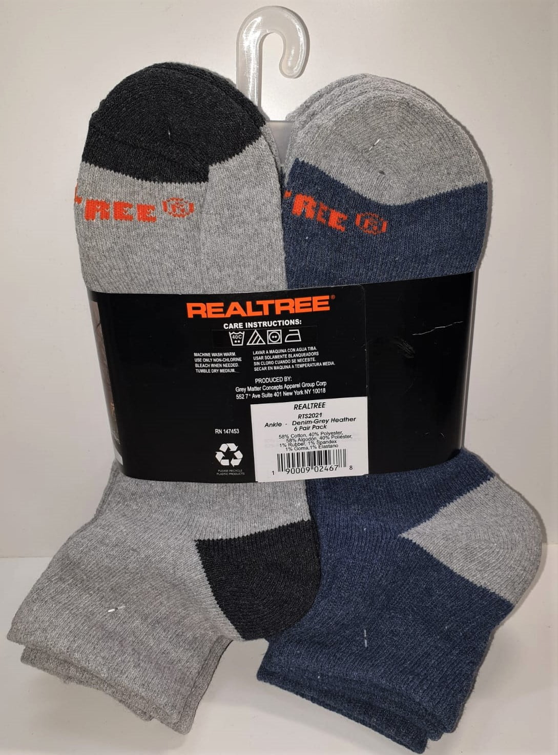 Black Gray Blue RealTree 6 Pair Men's Outdoor Ankle Socks Cushioned 6-12 