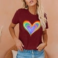 thumbnail image 3 of USSUMA Womens Summer Tops and Blouses Trendy Crewneck Rainbow Love Heart Print T-Shirts for Women Dressy Casual Short Sleeve Basic Cute Graphic Shirt Tunics Plus Beach, 3 of 7