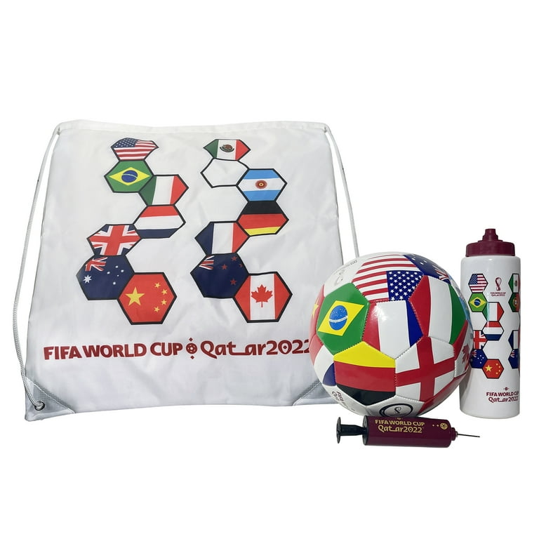 FIFA World Cup 4pc Combo Soccer Set, Size 5 Soccer Ball, Flag