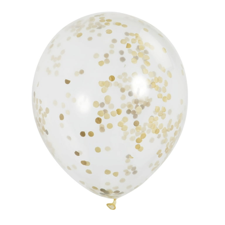 Confetti Look Balloons, Gold Polka Dot Balloon, Clear and Gold Confetti  Look Balloon, Gold Birthday Balloon Gold Confetti, Gold Polka Dot