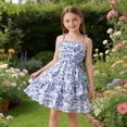 thumbnail image 2 of Vestido Floral de un Hombro Niña Adolescente Verano Francés Elegante Arco Floral Vestido sin Mangas Definido en la Cintura Vestido de un Hombro, 2 of 9