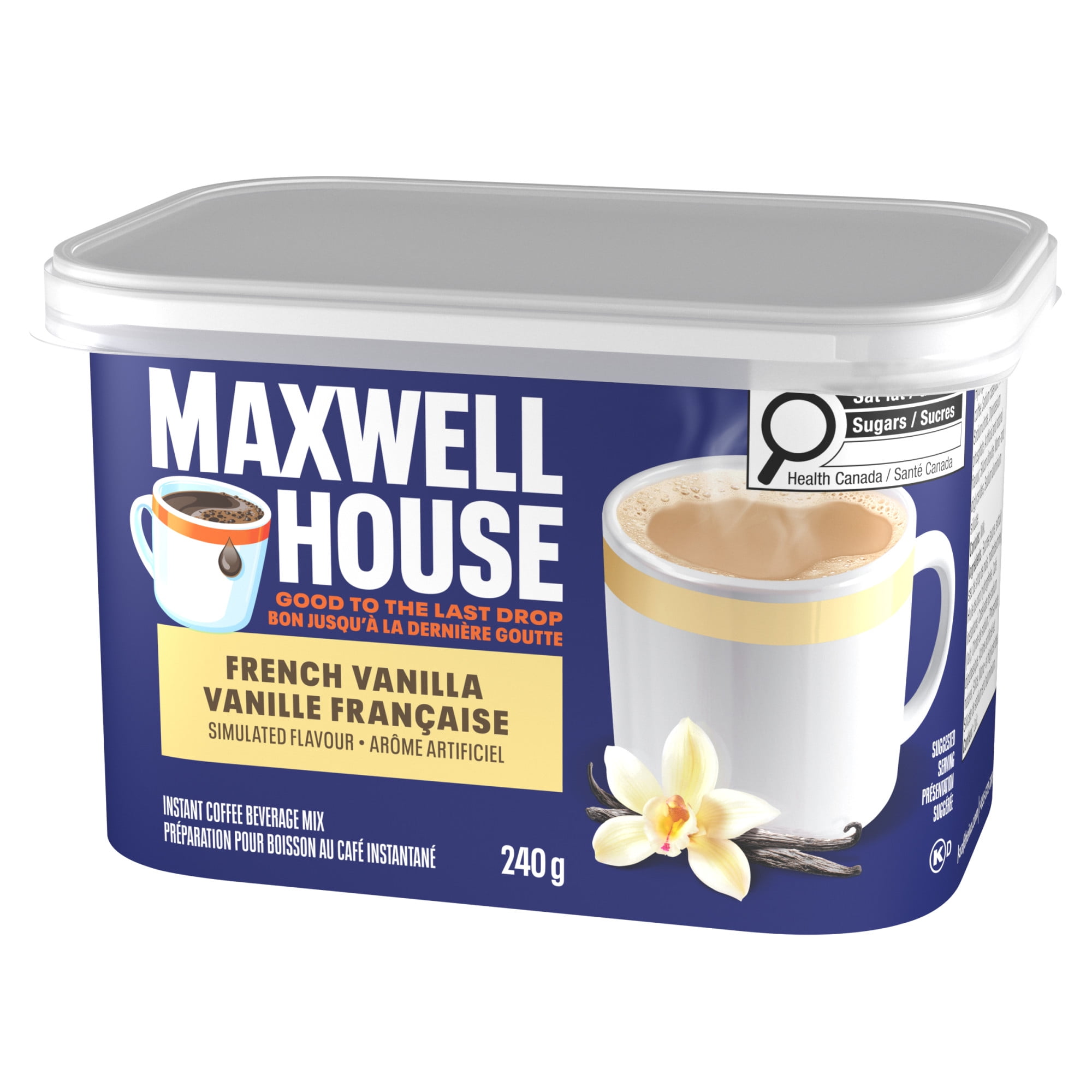 Maxwell House Café French Vanilla Flavoured Instant Coffee Beverage Mix, 240 g Canister, 240g