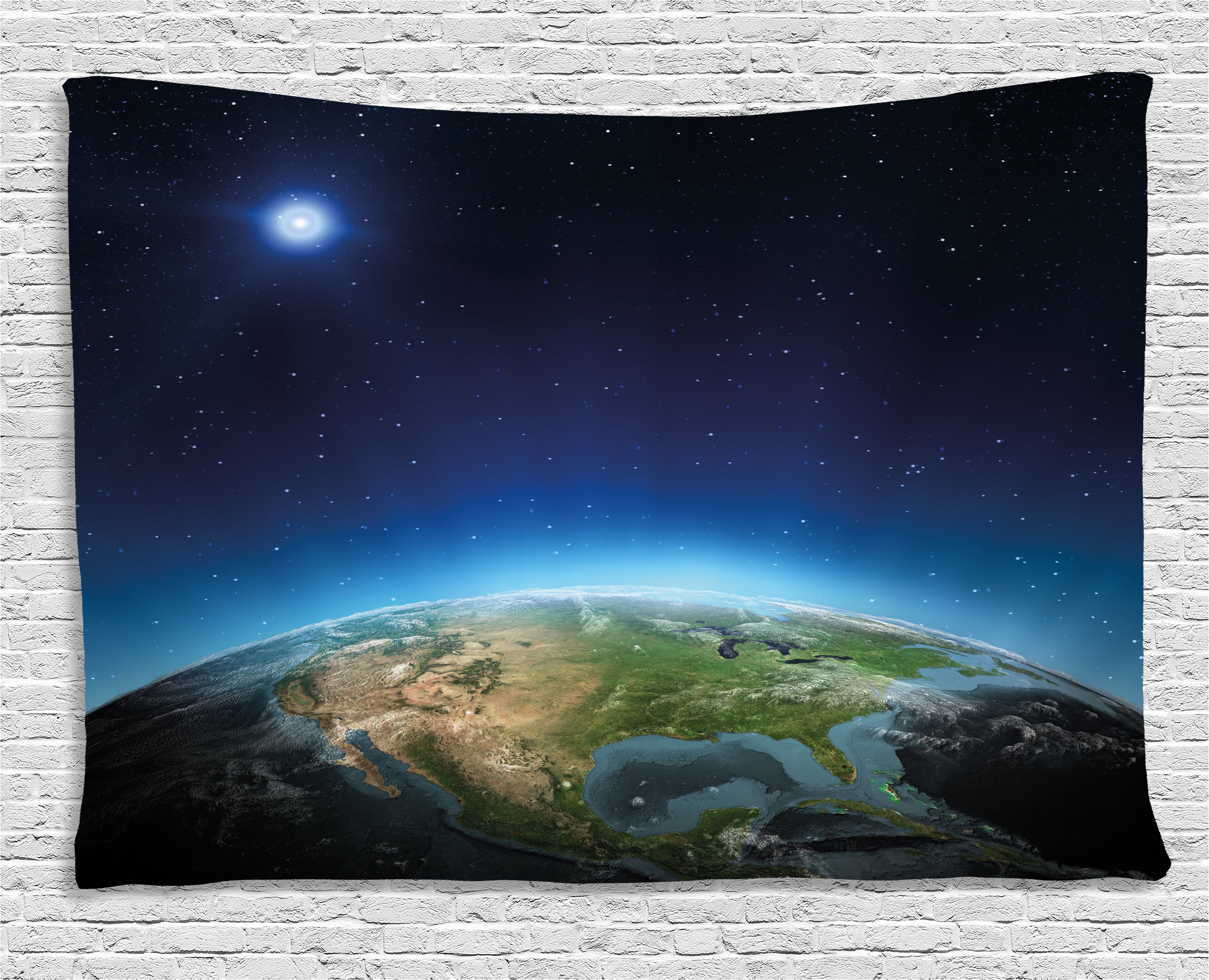 Earth Tapestry, North America Continent on Globe Earth Galaxy Milky Way