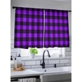 thumbnail image 5 of Sheer Curtains 54 inches Long, Black Purple Retro Plaid Pastoral Plaid Vintage Style Light Filtering Sheer Window Curtains Rod Pocket Voile Drapes for Bedroom Living Room, 52"W x 54"L 2 Panels, 5 of 7