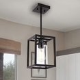 thumbnail image 5 of 1 Light Single Pendant Lighting Fixture in Matte Black Finish,Classic Farmhouse Chandelier with Clear Glass Shade Hanging Ceiling Light, 5 of 5