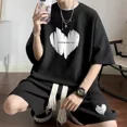 thumbnail image 3 of Traje unisex Harajuku con estampado de gofres para hombre, conjunto de camiseta y pantalones cortos de manga corta de verano, ropa deportiva para correr, conjunto de 2 piezas, trajes estampados, 3 of 5
