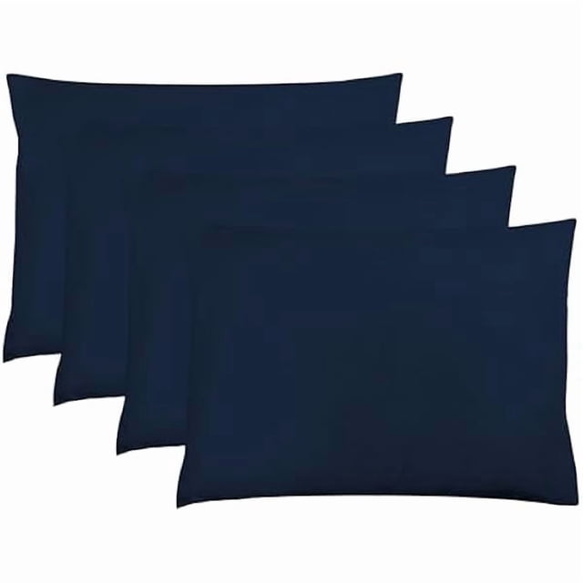 Chenchen Navy Pillow Cases King Size Set of 4, 20x36 Envelope Closure Pillowcases, Soft Plain Brushed Microfiber Covers Hypoallergenic Breathable