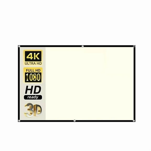 Projector Screen 16:9 White Grid Anti Light Curtain HD High Brightness Foldable Reflective ,Wrinkle-Free