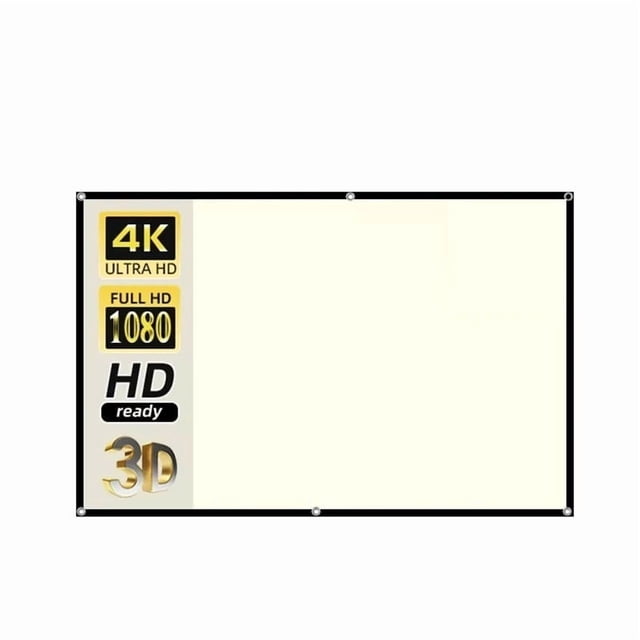 Projector Screen 16:9 White Grid Anti Light Curtain HD High Brightness Foldable Reflective ,Wrinkle-Free