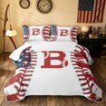 thumbnail image 2 of meiyoeat Retro Baseball Monogrammed B Bed Spread Queen for Boys, American Stars and Stripes Queen Coverlet Set, 3 Pieces, 1 Comforter and 2 Pillowcases, 2 of 7