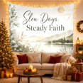 thumbnail image 3 of Slow Days, Steady Faith Above Sage Mountains and Lake, Dreamy Watercolor for Faith Art Lovers, Nature Wall Art, New Home Gift, Tapestry Wall Hanging for Bedroom and Study Room, 3 of 7