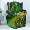 thumbnail image 4 of Garden Soft Flannel Fleece Throw Blanket, Garden with Tulip Flowers and Trees Springtime in Keukenhof Netherlands Europe, Cozy Plush for Indoor and Outdoor Use, 50" x 70", Green and Red, by Ambesonne, 4 of 5