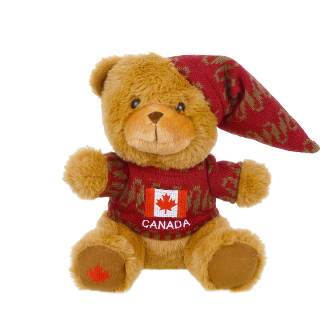 Canada 1 Count Brown, Red, White Plush Bear, 8.75in, Adult, Decoration, Canada Day, Way To Celebrate