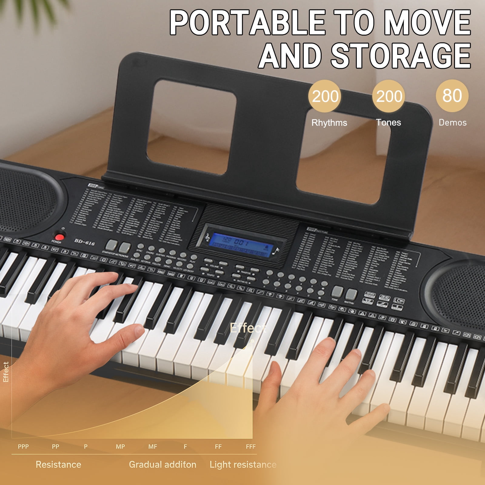Ktaxon 61 Keys Keyboard Piano with Lighted Keys, Stand, Piano