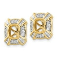 thumbnail image 2 of 14k White Gold Round & Baguette Diamond Square Halo Stud Earring Jacket 1/2 Ct., 2 of 3