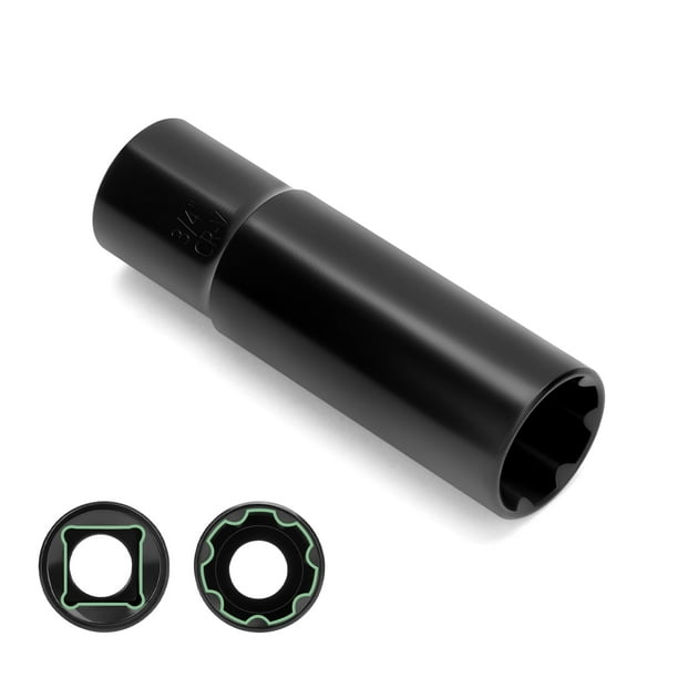 Llave estriada con tuerca y enchufe Glorider, accionamiento M14 de 1/2 pulgada, 7 puntos