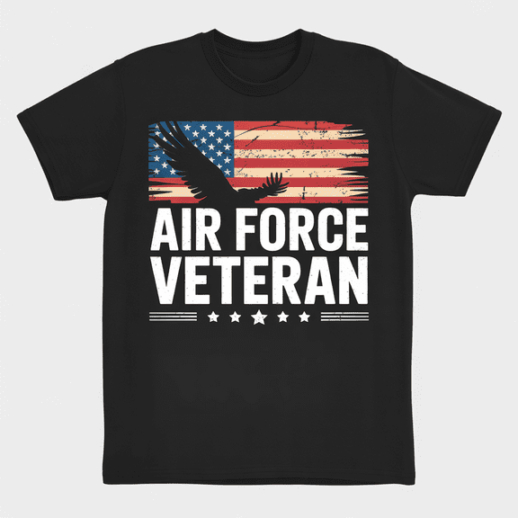 Proud Air Force Veteran T-Shirt - Distressed American Flag & Eagle Patriotic Military Gift