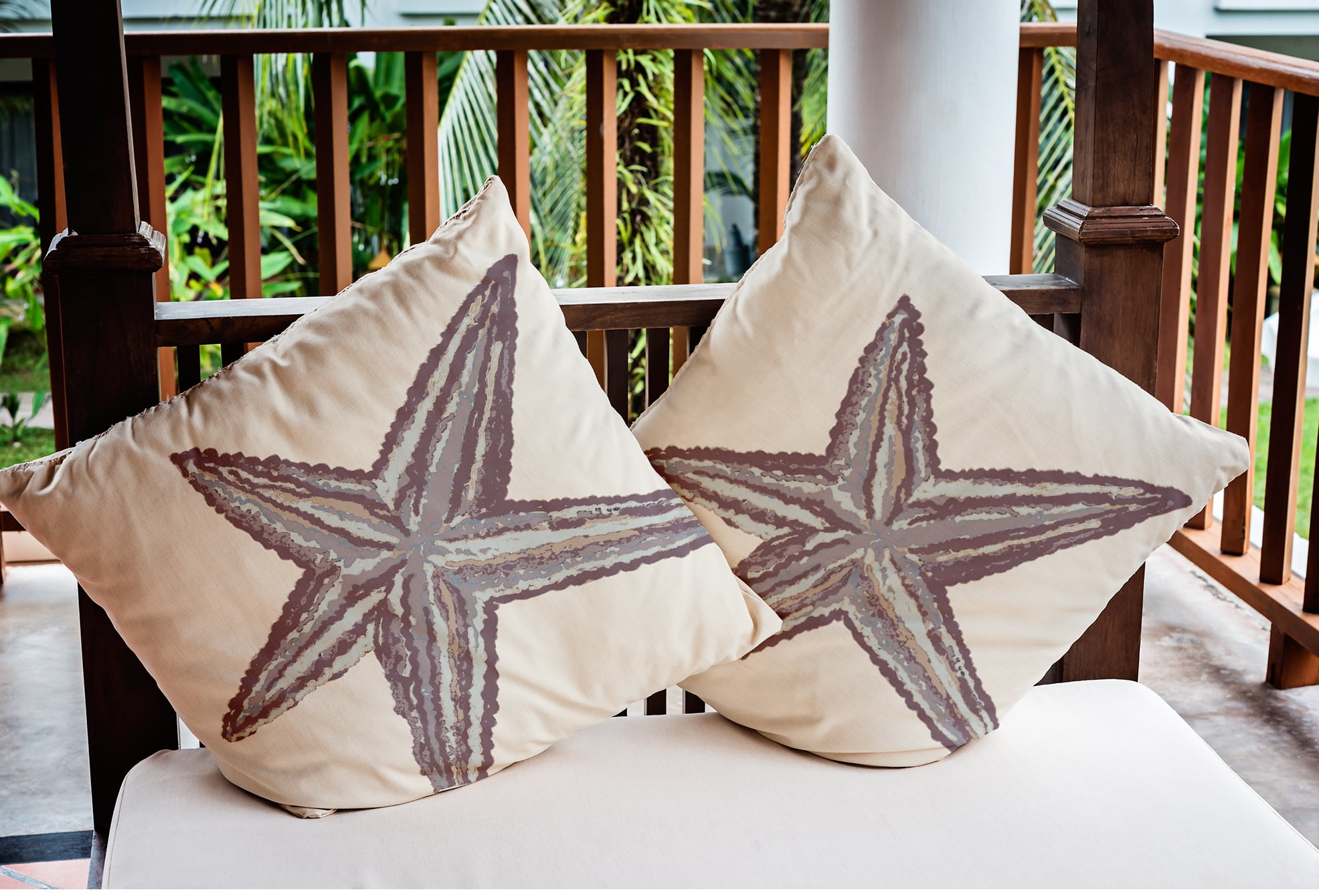 Simply Daisy 18" x 18" Large Starfish Nautical Indoor/Outdoor Throw Pillow