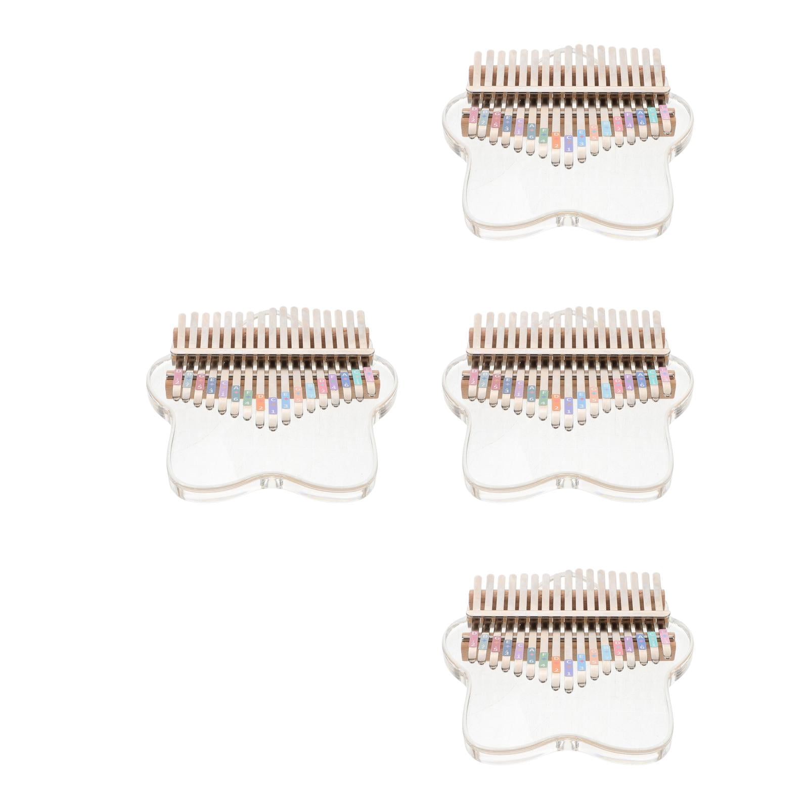 Masteelf 4pcs Transparent 17-Key Thumb Piano with Tuning Hammer Portable Kalimba for Beginners Thumb Piano Portable Kalimba Hand Piano Musical Instrument