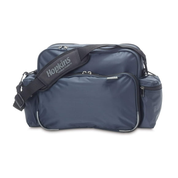 Hopkins Medical Products Sac à Bandoulière Santé Maison Original, Nylon Imperméable 70D, Compartiment Rabattable, Sangles Réglables, 14x11x7 Pouces, Bleu Marine