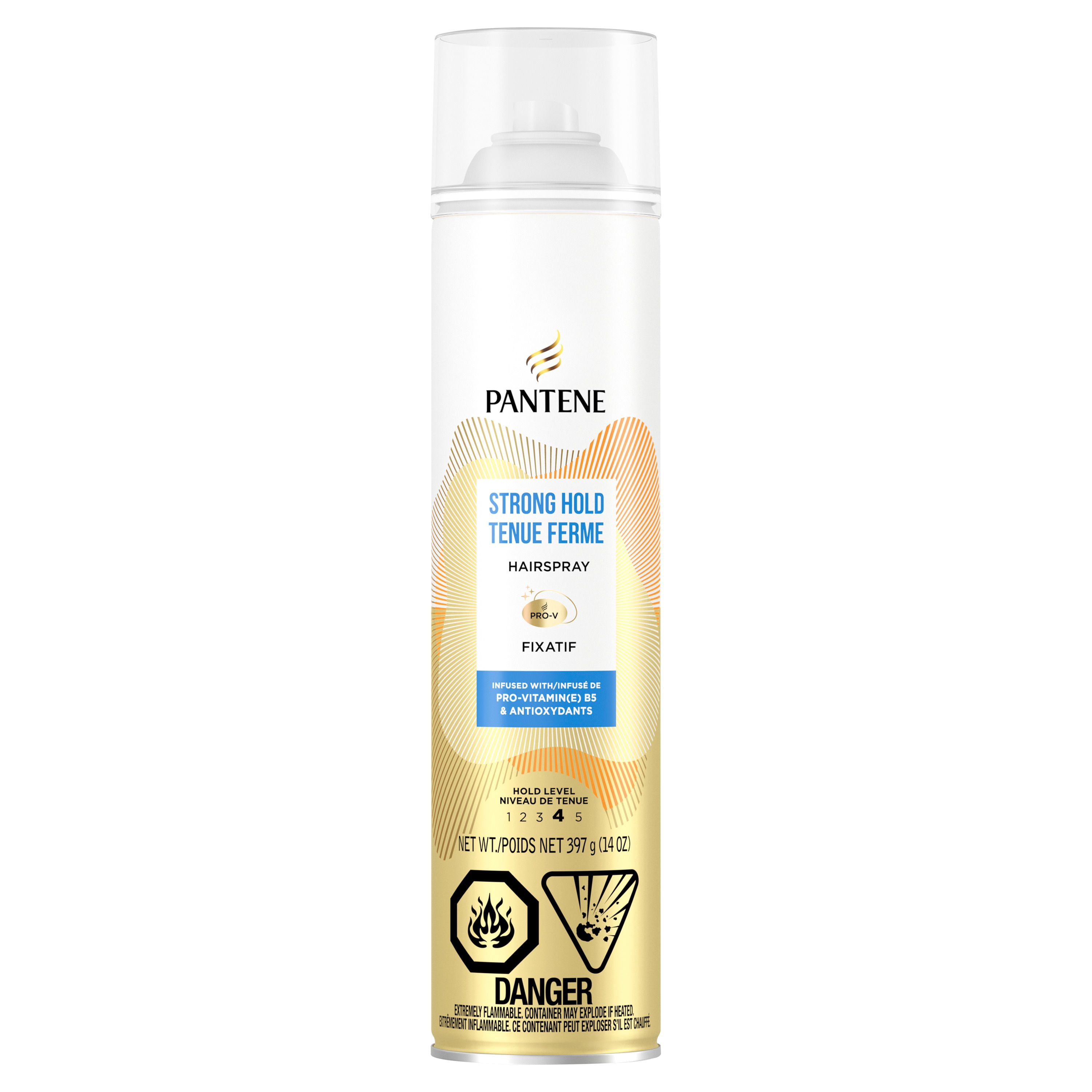 Fixatif à tenue ferme Pantene, niveau 4, formule riche en nutriments avec provitamine B5