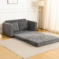 thumbnail image 5 of 55" Convertible Sofa Bed, Pull Out Loveseat Sleeper Sofa, 2 in 1 Folding Couch Bed with Side Pocket and Cups Perfect for Small Spaces, Living Room, Apartment or Office (Dark Grey), 5 of 8