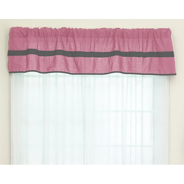Baby Doll Bedding Solid Stripe Window Valance, Pink/Grey