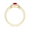 thumbnail image 2 of ANGARA Natural Vintage Inspired Ruby Milgrain Ring with Diamond Halo in 14K Yellow Gold for Women (Size-5mm) | July Birthstone, Birthday, Anniversary, Jewelry Gift for Women | Natural Ruby Ring, 2 of 10