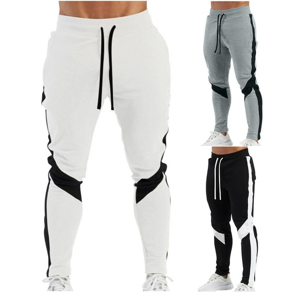 Brondbend Jogger Sweatpants Men's Jogging Pants Drawstring Pocket Trousers Elastic High Waisted Multicolor Stylish Sport Trousers Tight Running Fall Winter Pants Black