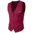 thumbnail image 1 of Chaleco de traje de color liso para hombre de talla grande Chaleco de negocios con un solo pecho, 1 of 5