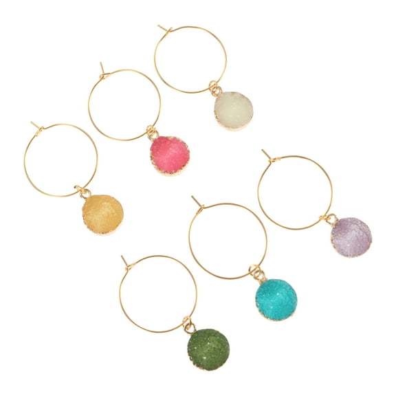 LEORX 6Pcs Stylish Glass Charms Alloy Decorative Charms for Eyewear Mixed Color at Home Gathering