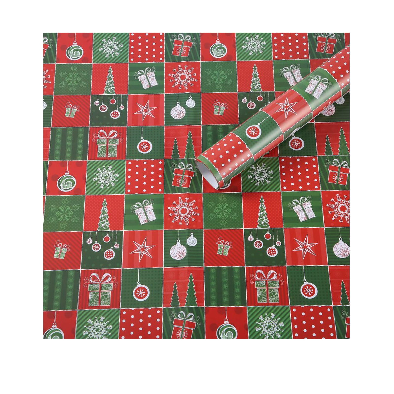 RUSPEPA Christmas Wrapping Paper, Jumbo Roll Kraft Paper - Red and Green  Plaid Reindeer Design for Holiday Gift Wrap - 30 Inches x 100 Feet
