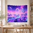 thumbnail image 5 of Crystal Islands Across Reflective Cosmic Waters, Dreamy Surreal for Space Lovers, Celestial Landscape Art, Housewarming Gift, Tapestry Wall Hanging for Bedroom and Studio, 5 of 7